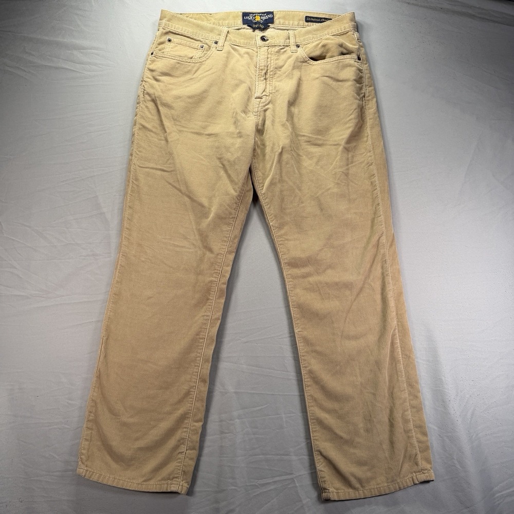 Lucky Brand Pants Mens 34x30 Brown Corduroy 221 Original Straight Thin Whale